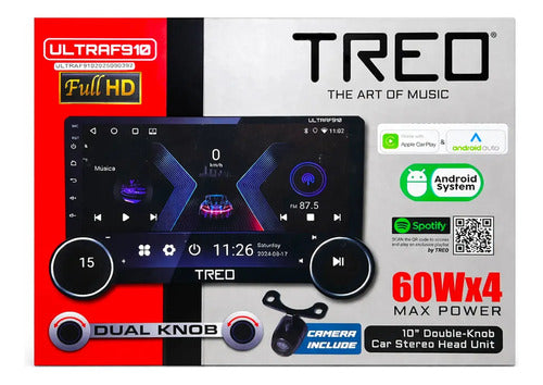 Autoestereo 10'' Carplay Aa 60wx4 Gps Wifi Bt Treo Ultraf910