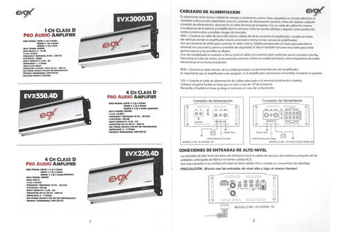 Amplificador De 4 Canales Clase D 4400w. Rms Evox Evx550.4d