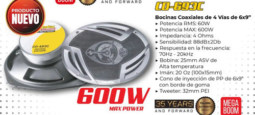 Bocinas Coaxiales De 3 Vías De 6x9 Co-693c Coustic Mtx Color Plateado