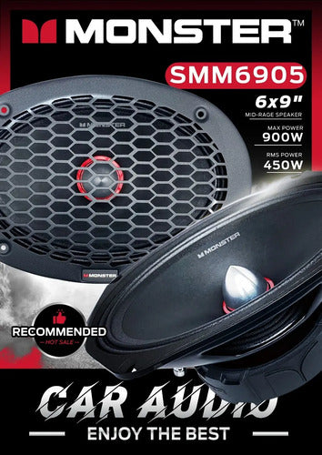 Par De Medios Rangos De 6x9 450w. Rms 8 Ohms Monster Smm6905