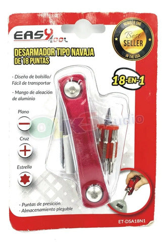 Desarmador Bolsillo Tipo Navaja 18 En 1 Easytool Et-dsa18n1