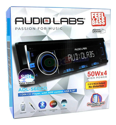 Autoestereo Cd Am Fm Bt Siri App 4rca 2v Audiolabs Adl-560cd