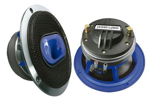 2 Medio Rango Con Driver De 8'' 600w Rms Audiolabs Adl-pro8s Color Negro Con Azul Negra Co