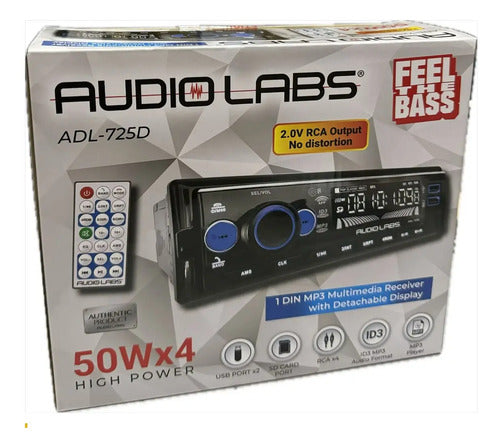 Autoestereo Bluetooth Audiolabs Adl-725d Usb Sd Fm 50wx4ch