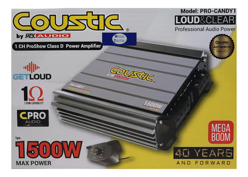 Amplificador Clase D 1canal Coustic Pro-candy1 1500 Watts Color Gris