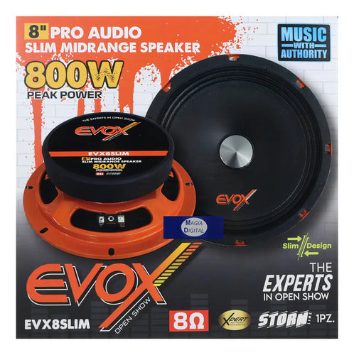 Medio Rango 8puLG Evox Evx8slim 800 Watts Linea Slim Color Negro