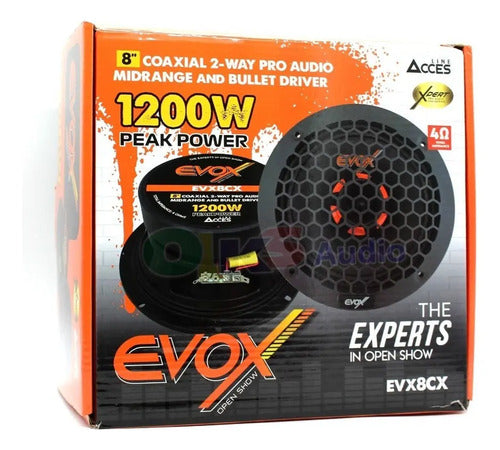 Medio Coaxial 2 Vias Evox Evx8cx 600w 8 Omhs Open Show Color Negro