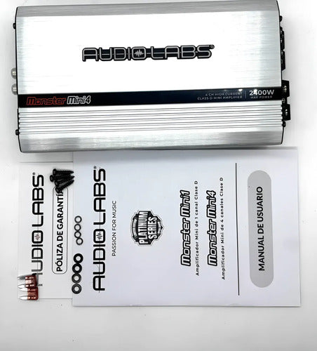 Amplificador Audio Labs Monster Mini4 2400w Max 4 Ch Clase D Color Plateado