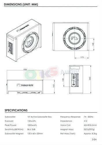 Subwoofer Activo Bafle De 10  150 Watts Rms Nakamichi Nbx25m