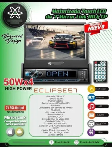 Estéreo Pantalla Retráctil 7' Mirror Link Atomic Eclipse57