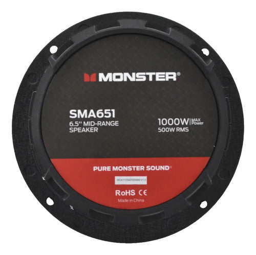 Medio Rango Monster Sma651 6.5 PuLG 500 Rms 8 Ohms Open Show Color Negro