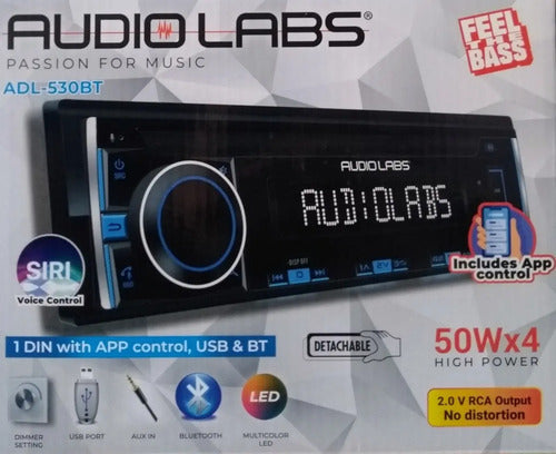 Autoestéreo Audio Labs Multi Color App/bt/usb 50wx4 Adl530bt