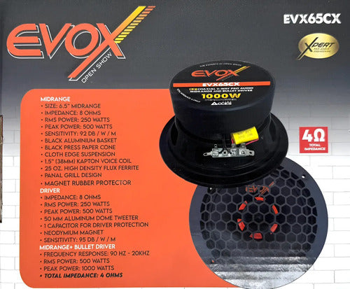 Medio Rango 6.5 250w Rms 2 Vias Open Show Evox Acces Evx65cx