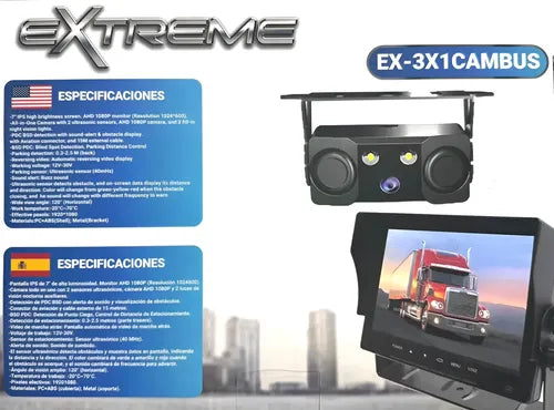 Camara Rev Sensor Monitor 7'' X Trailer Extreme Ex-3x1cambus