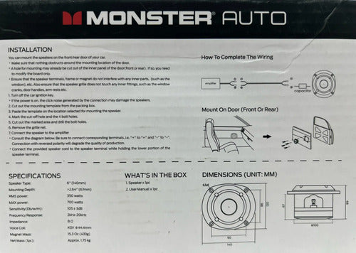 Par Tweeter Driver Spl De 6'' 350w Rms 8 Ohm Monster Stj401