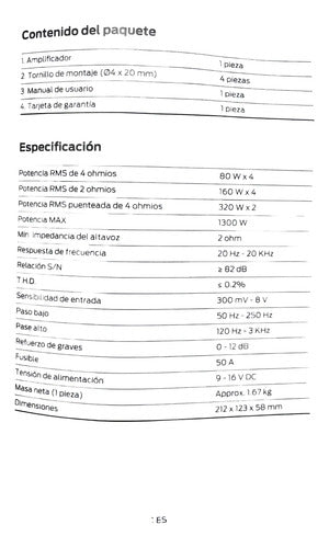 Amplificador Marino Mini 130w 4 Canales Monster Arc80.4 Plateado