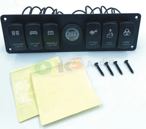 Panel Con 6 Switch Y Voltimetro 12v Rockseries Rks-sw6dv