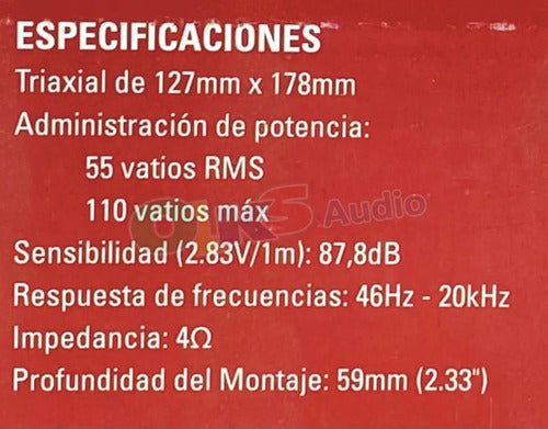 Par De Bocinas Triaxiales Mtx Terminator Tnl683 De 6x8  Y 5x7  Con 55w Rms Negro Con Rojo