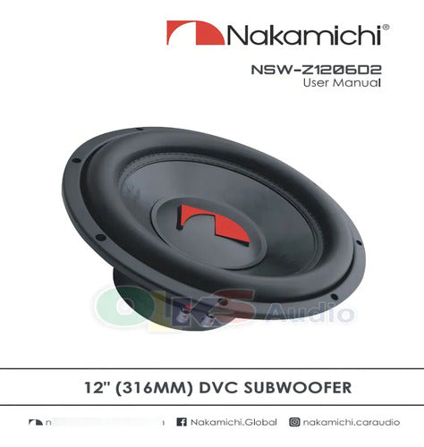Subwoofer De 12 2 Ohms 600w Rms Nakamichi Nsw-z1206d2 Color Negro Con Rojo