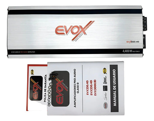 Amplificador De 4 Canales Clase D 4400w. Rms Evox Evx550.4d