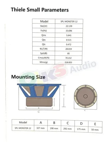 Subwoofer De 12'' Spl Open Show 2800w Audiolabs Splmonster12