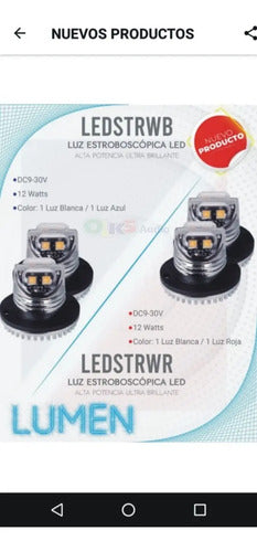 2 Estrobos 1-blanco 1-azul D Led 12watt 9-30v Lumen Ledstrwb