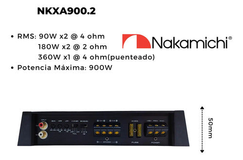 Amplificador 2 Canales Nakamichi 900w Max Clase Ab Nkxa900.2 Negro