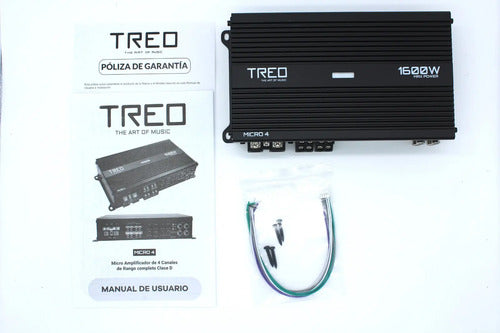 Amplificador Clase D 4canales Treo Micro4 1600watts Max Color Negro