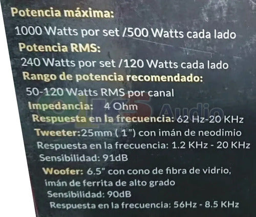 Set De Medios 6.5 120w. Profesional Rockseries Rks-ul165.2sq