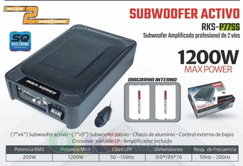 Subwoofer Amplificado 7x5 2 Vías 1200w Rockseries Rks-p77pss