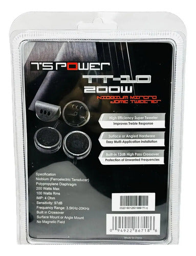 Tweeter Niobium Ts Power Tt-10 200w Negro 1.25'' 4 Carro/camioneta