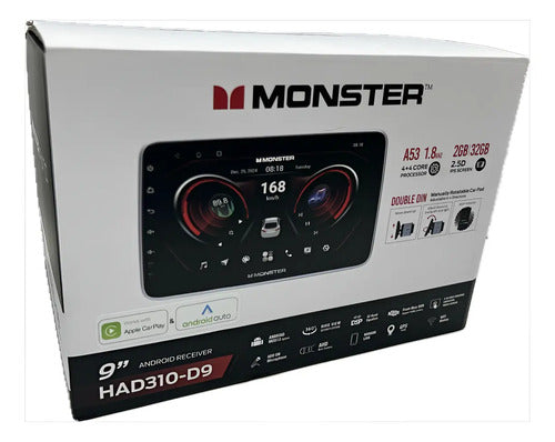 Estéreo Con Pantalla Monster Had310-d9 Con Bluetooth Color Negro