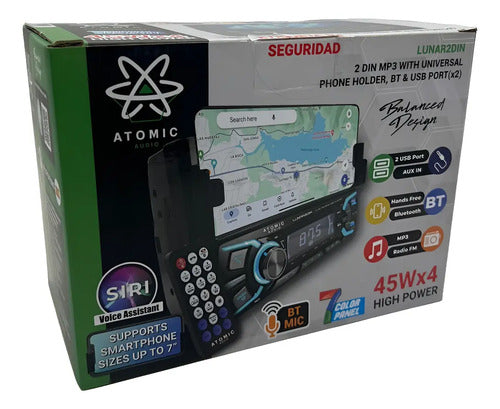 Estereo 2 Din Bt 2usb Con Soporte Celular Atomic Lunar2din