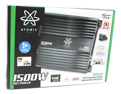 Amplificador Atomic 1 Canal Galaxy1 1500w Bass Open Show Color Negro