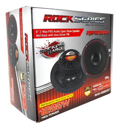 2 Medios Rango Con Driver De 8'' 1200w Rockseries Rks-r80ost