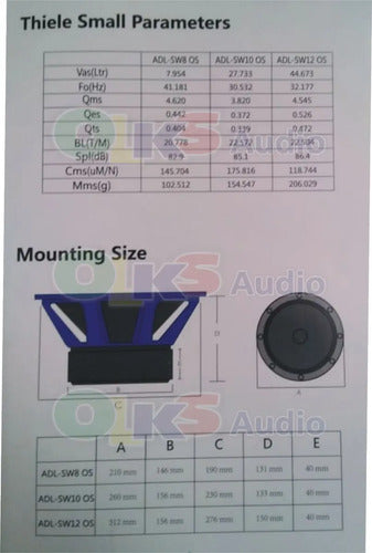 Subwoofer Open Show De 8 1000 Watts Audio Labs Adl-sw8os