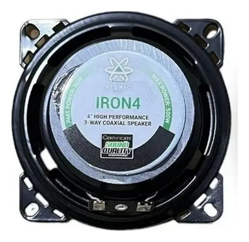 Bocinas Coaxiales 4 PLG Atomic Audio Iron4 500w Max 3 Vias Color Negro