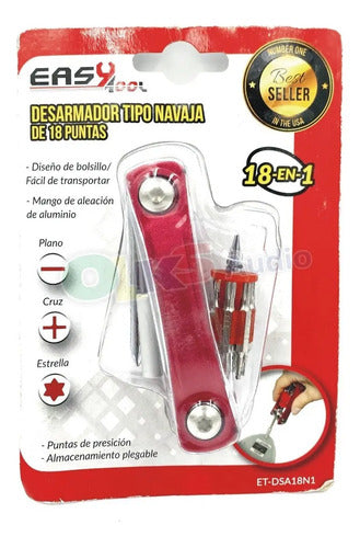 Desarmador Bolsillo Tipo Navaja 18 En 1 Easytool Et-dsa18n1