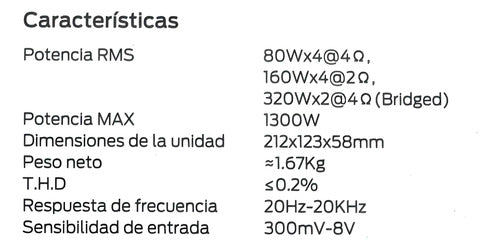 Amplificador Marino Mini 130w 4 Canales Monster Arc80.4 Plateado