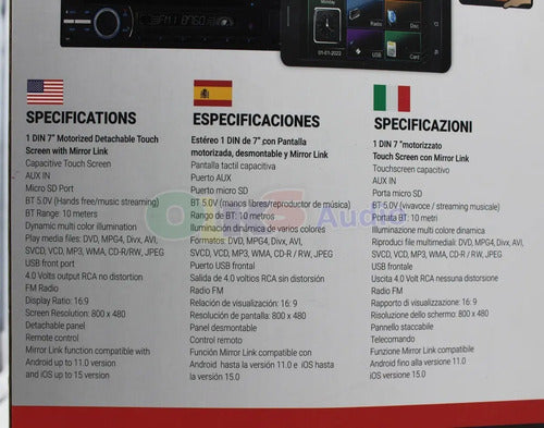 Autoestéreo Pantalla Retractil 7 Mirrorlink Treo Treodashml