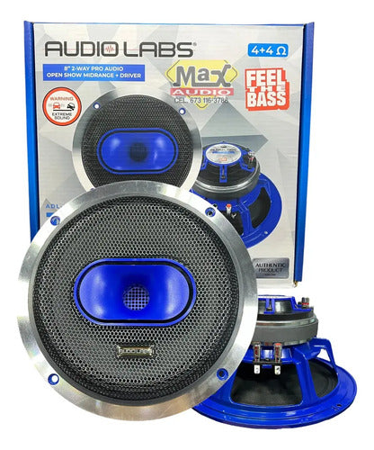2 Medio Rango Con Driver De 8'' 600w Rms Audiolabs Adl-pro8s Color Negro Con Azul Negra Co
