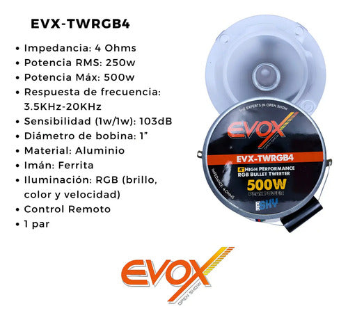 Par Tweeter Bala 4  Rgb Evox 250w Rms 4 Ohms Evx-twrgb4