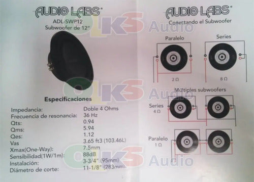 Subwoofer Plano 12'' 700w Rms 1400w Max Audiolabs Adl-swp12