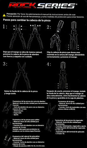 5 Pinzas En 1 Poncha Pela Corta Metal Rockseries Rks-dr70026