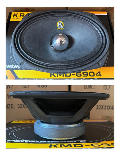 Krack Medio Rango 6x9 Pulgadas 200w Rms 4 Ohm Kmd-6904 Auto Camioneta Negro