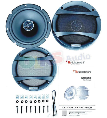 Par Bocinas 6.5  2 Vías 260W 40W RMS Nakamichi NSE1638 Auto Negro