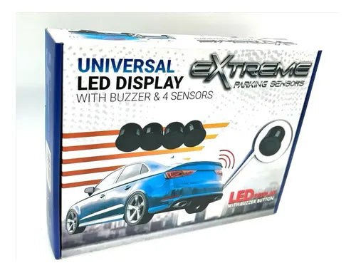Kit De 4 Sensores Reversa Universal Display Extreme Serebl12 Color Negro