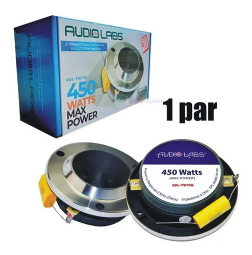 Par Tweeter Bala 4 PuLG. Open Show 300w Audio Labs Adl-tw1os Color Cromo Con Negro