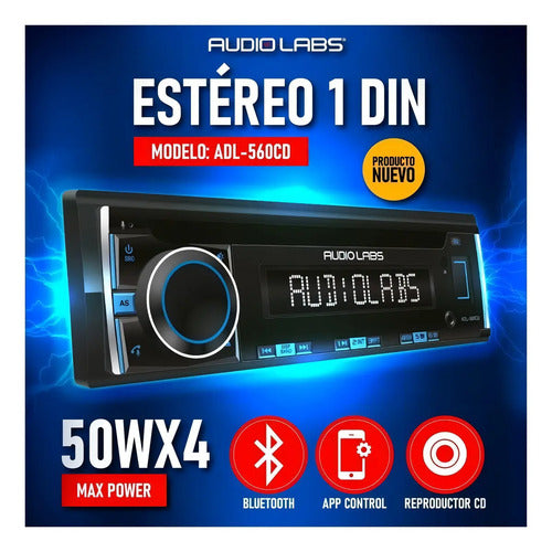 Autoestereo Cd Am Fm Bt Siri App 4rca 2v Audiolabs Adl-560cd
