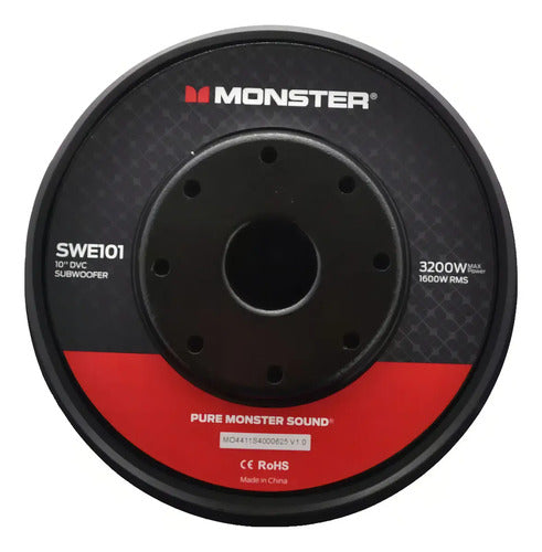 Subwoofer 10 Pulgadas Monster Swe101 Max 3200w Rms 1600w Color Negro